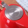 Large Porcelain Teapot Red 900ml (3-4 cups) Stainless Steel Lid and Extra-Fine Infuser Stylish Teapot to Brew Loose Leaf Tea