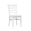 White Finish 3pc Set Round Table and Two Chairs Set Wooden Ladder-Back Casual Farmhouse Style Kitchen Dining Room Furniture