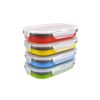 Lunch Box Collapsible Silicone Food Storage with Fork Spoon Expandable Eco Lunch Bento Box BPA-Free Dishwasher Freezer Microwave Safe